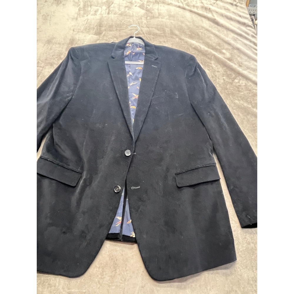 Lauren Ralph Lauren Mens Black Corduroy Blazer Elbow Patches Duck Lining 48L
